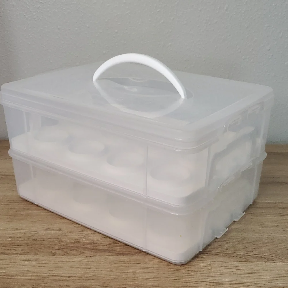 Clear Plastic 2-Tier Snapware Cupcake Cake Dessert Carrier Storage Container